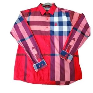 Authentic BURBERRY London England Nova Check Shirt Long Sleeve Red XL - New